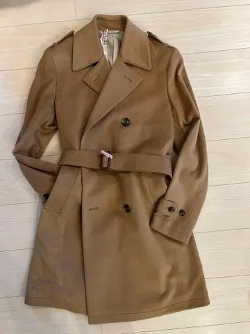 나노 유니버스 캐시미어 혼방 베이지 더블 브레스트 트렌치코트