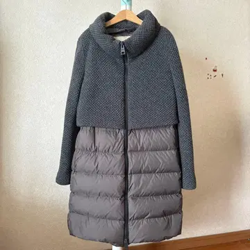 HERNO 헬노 다운 코트 그레이 이소재 절개 40