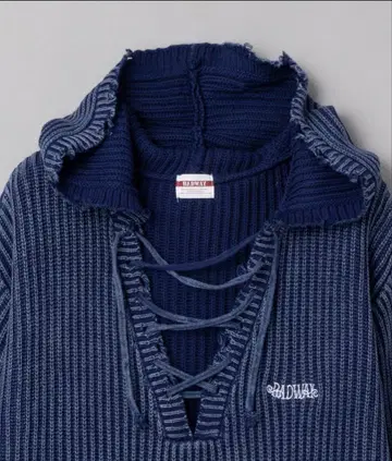 [ BADWAY/배드웨이 ] Lace up fade knit hoodie