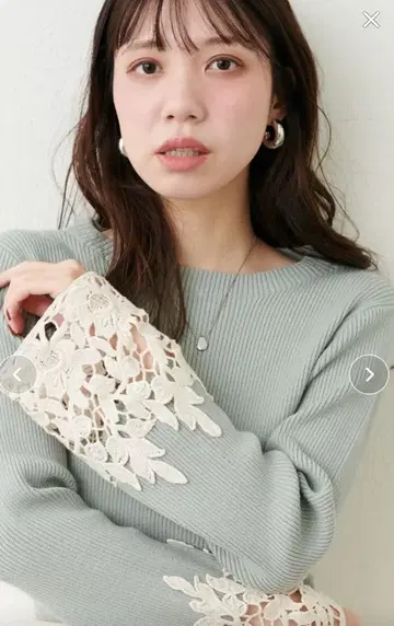 naturalcouture 소매 레이스 리브 니트 택 포함 미사용 새상품