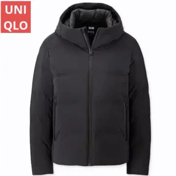 새상품급 유니클로 심리스 다운 후드티 블랙 L