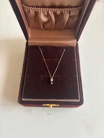 K10MPG 미스트 핑크 화이트 토파즈/브라운 다이아몬드 목걸이