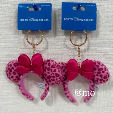 디즈니 키체인 레오파드 레오파드 무늬 미니 핑크 2세트