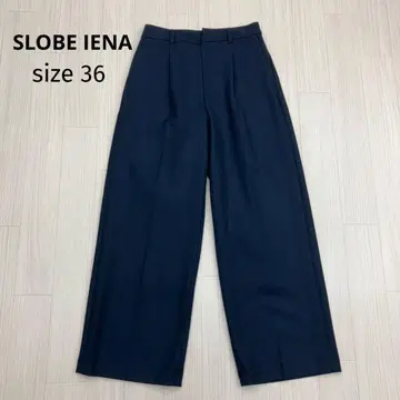 SLOBE IENA 슬로브 이에나 울 턱 와이드 팬츠 네이비