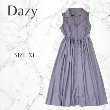 Dazy 빅 사이즈 오픈 카라 허리 절개 셔츠 원피스 XL