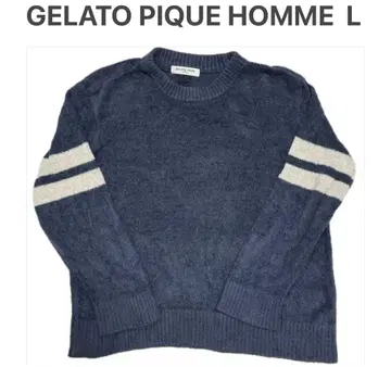 젤라또피케 옴 L 긴팔 둥근넥 팔보더 젤라피케 네이비 화이트