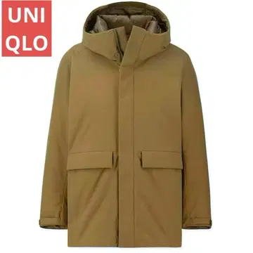 새상품급 유니클로 하이브리드 다운 후드티 올리브 S