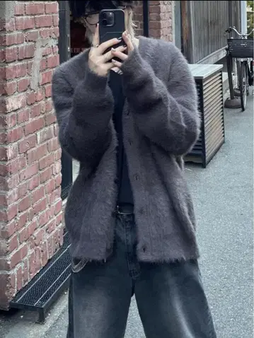 [ Chikashitsu + ] hairy knit cardigan