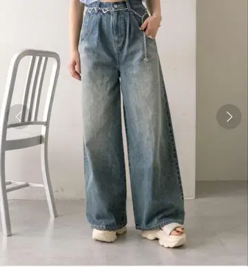 mline 턱 와이드 데님 라이트 블루 사이즈 1