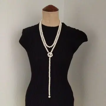 폭시 롱 목걸이 화이트 펄