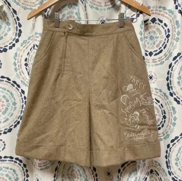 까스텔바작 스포츠 울 하프 팬츠 자수 골프웨어 베이지