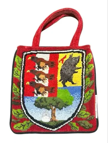 지브리 미술관 한정판 문장 백 셔닐 직조 주홍색 이웃집 토토로