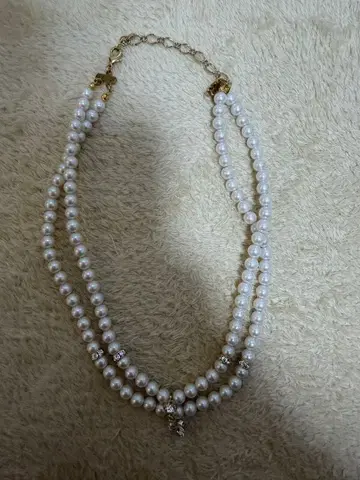 화이트 펄 이중 목걸이