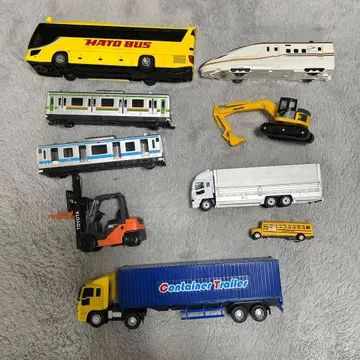 미니카 9대 세트: 컨테이너 트레일러, 굴착기, 기차 등