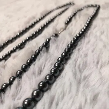 블랙 펄 모티브 롱 목걸이 블랙 펄 레트로 고급 성숙/러블리