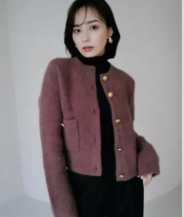 anuans 아뉴앙스 라쿤 블렌드 노카라 니트 자켓