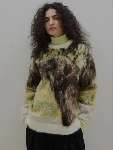 ameri DOG MOHAIR JACQUARD KNIT TOP