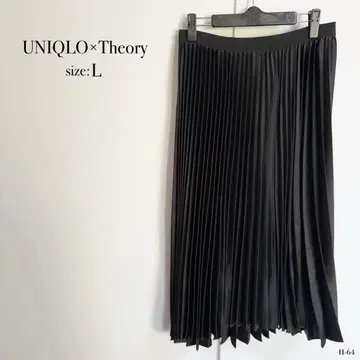 UNIQLO x Theory 플리츠 스커트 L 사이즈 블랙 광택 롱