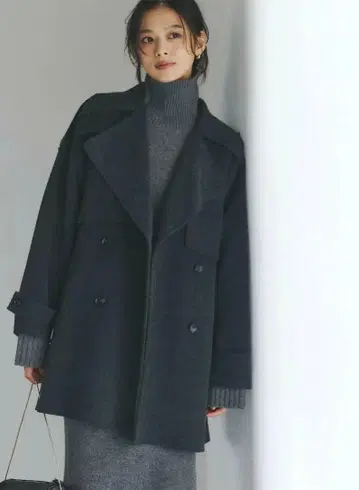 [ 새상품 ] Anuans 리버 울 미들 트렌치코트 차콜