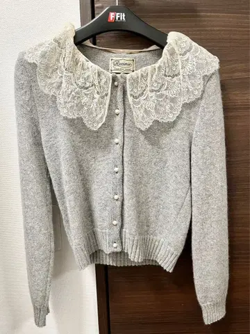 가격 인하 레이스 카라 부착 가디건