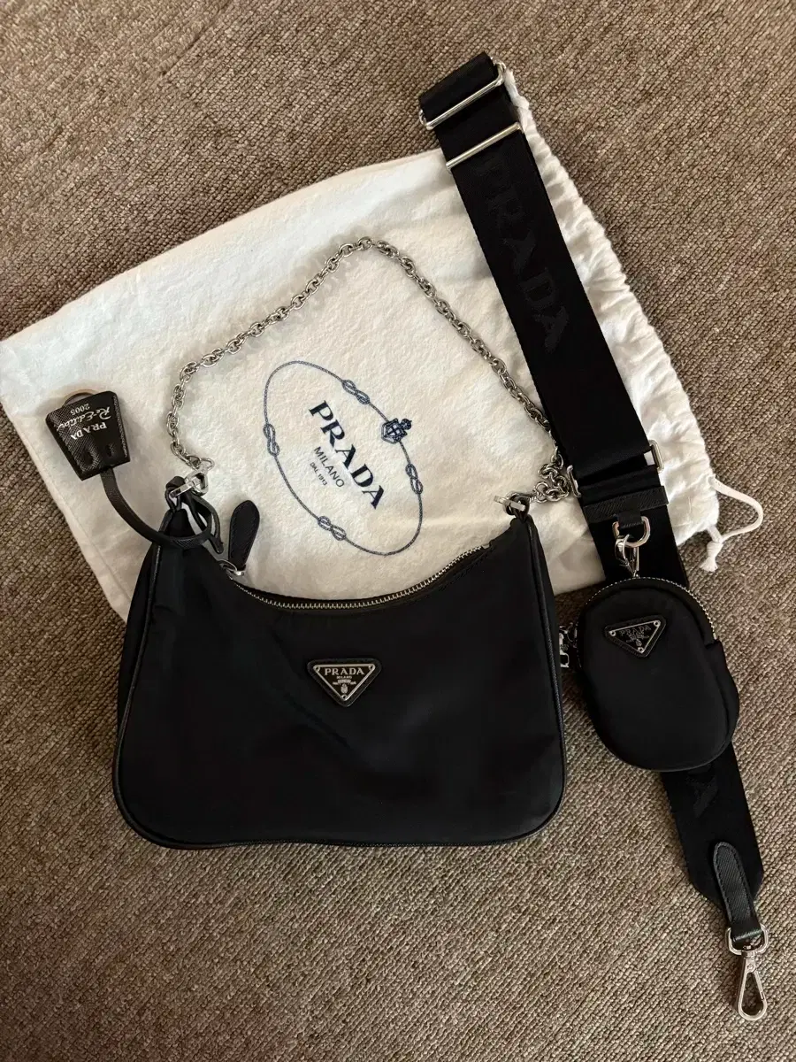 Prada Rina Nylon Testo Hobo Bag with dust bag