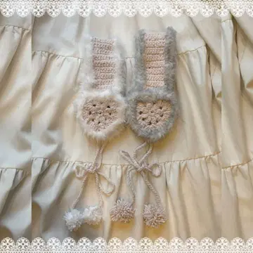 [ 2개 세트 ] 하트 귀도리 핑크 화이트 그레이