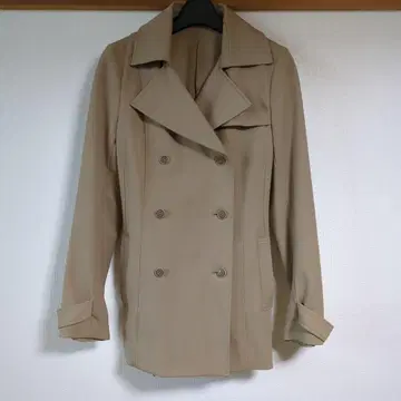 베이지 더블 브레스트 테일러드 자켓, 트렌치코트
