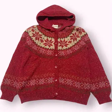 [레어] PINK HOUSE 핑크하우스 후드 부착 가디건 노르딕 무늬