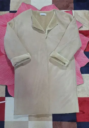 미사용 스웨이드 코트 무스탕 코트 노카라