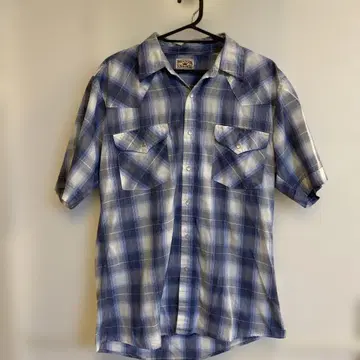 WESTERN FRONTIER 반팔 셔츠 블루 계열 체크