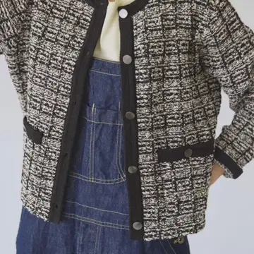 새상품 북유럽 라이프 [캐주얼도, 단정하게도] 트위드 니트 자켓/블랙