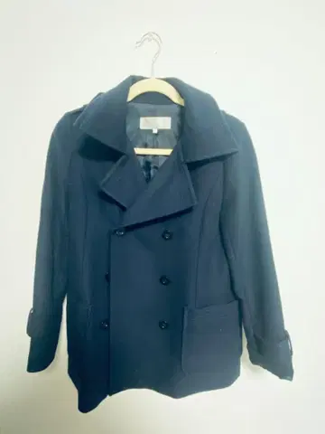 ZAZIE 네이비 더블 브레스트 피코트