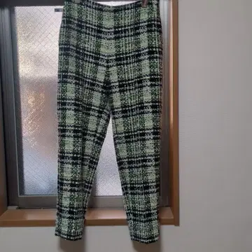 Drawer 트위드 팬츠 36 그린 계열 체크