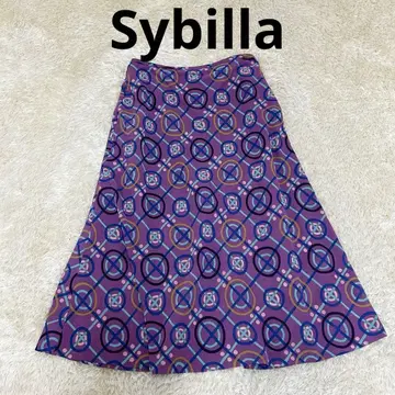 Sybilla 시빌라 기하학 패턴 퍼플 스커트 M 사이즈
