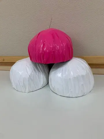 핑크와 화이트 모자 베이스 3개 세트