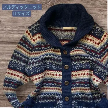 노르딕 다색상 패턴 네이비 계열 가디건 LL