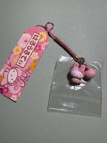 헬로키티 일본풍 패턴 토끼 크레이프 원단 페어 끈 스트랩 산리오