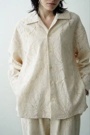 CLANE 클라네 커튼 레이스 슬릿 셔츠