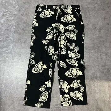 스컬 프린트 카고 팬츠 블랙 32