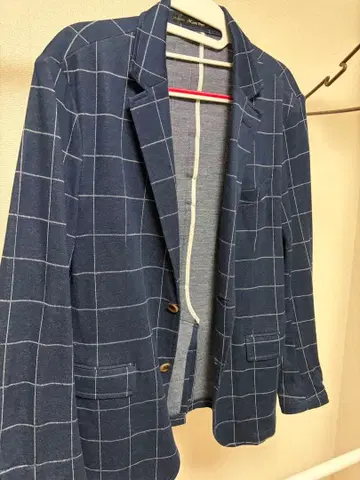 맨즈 비기 네이비 체크 테일러드 자켓