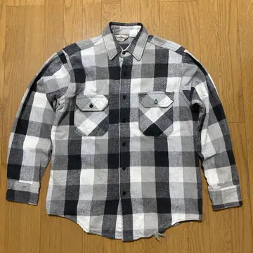 70s FROSTPROOF 박스 체크 헤비 플란넬 셔츠 블랙 그레이