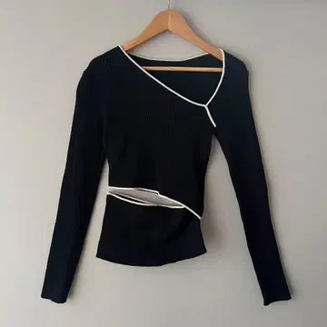 SeaRoomlynn 바이컬러 허리 cut RIB 니트