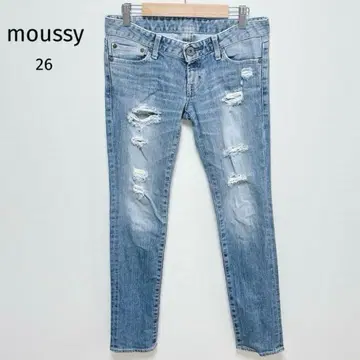 마우지| 데미지 스키니진 [ 26 ] 로우라이즈 유즈드 컬러 세탁 가능