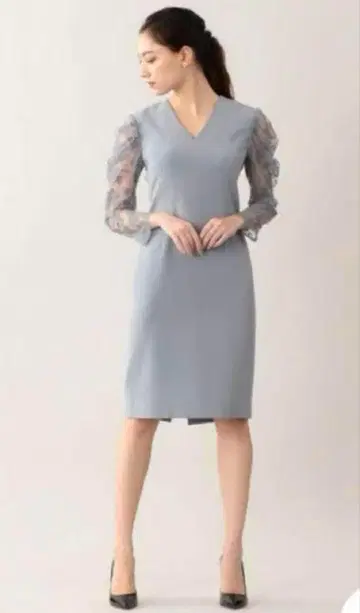 에포카 size 38 리버 레이스 콤비 조젯 레이스 원피스