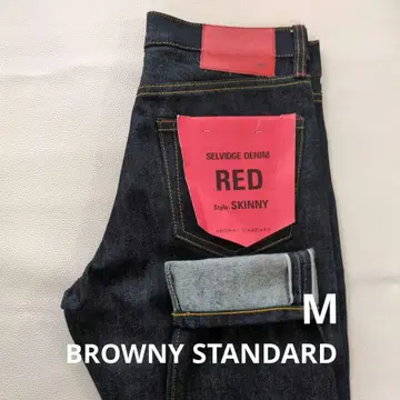 미사용 BROWNY STANDARD 스키니 셀비지 데님 적이 M