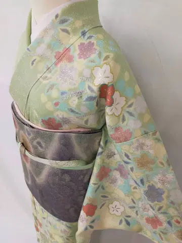 미사용 새상품 순수 실크 이중 기모노 수제화  호몬기