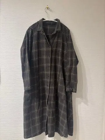 le ciel de demain 체크 무늬 롱 셔츠 원피스