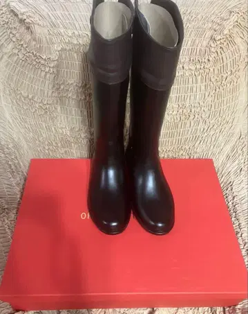 Oriental Traffic 합성 피혁 롱 레인부츠 블랙 L 박스 포함