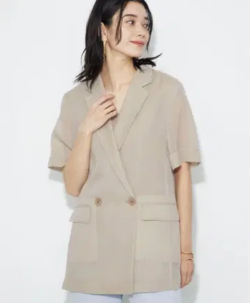 PLST 시어 오간자 하프 슬리브 자켓 플라스테 새상품급 M 사이즈