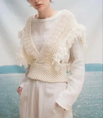 LEINWANDE 패치워크 프린지 니트 베스트